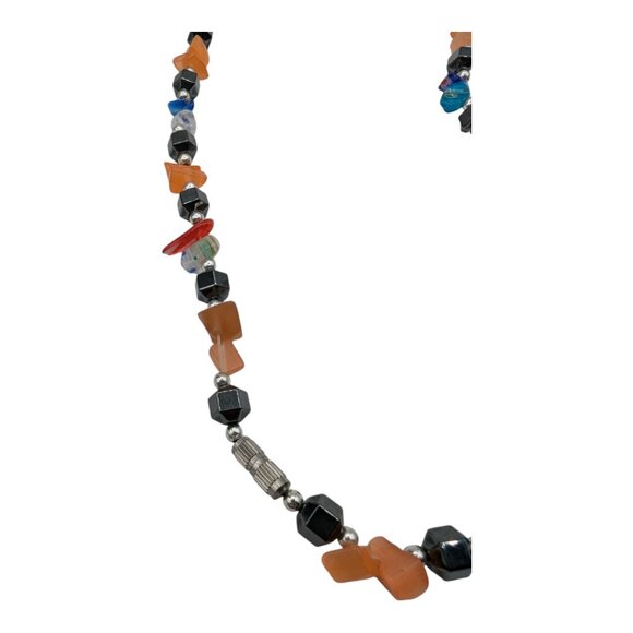 Handcrafted Beaded Necklace With Multicolored Glass, Stones, & Geometric Beads - Picture 5 of 5